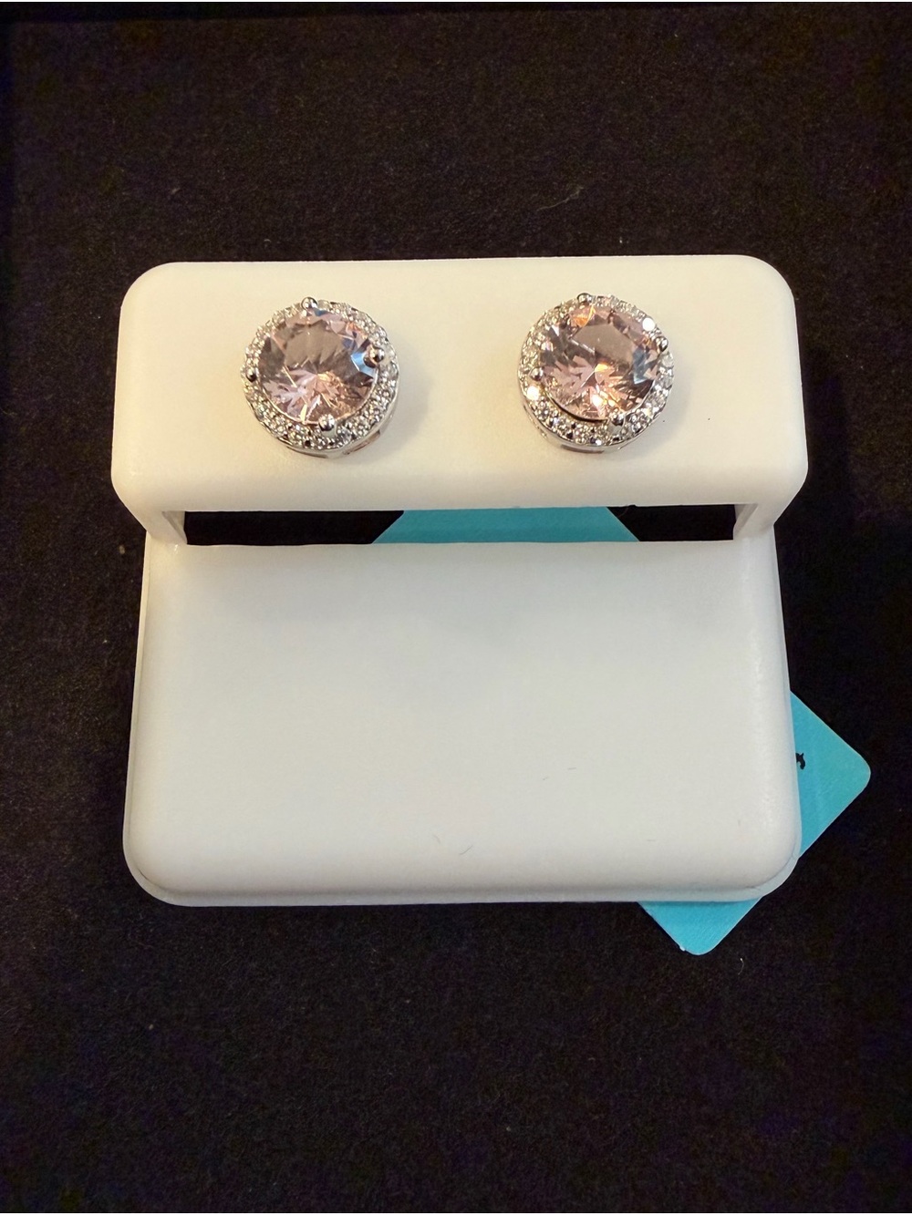 Classic Round Pink Morganite and 925 Sterling Silver  Halo Stud Earrings